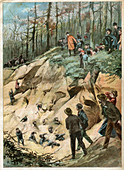 Accident in a sand quarry, illustration