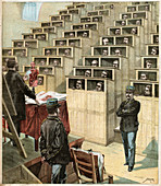 Lecture in prison, illustration
