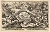 Scene after the biblical deluge, 17th-century illustration