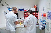 Nurses preparing medication