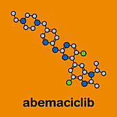 Abemaciclib cancer drug molecule, illustration