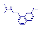 Agomelatine antidepressant drug molecule, illustration