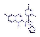 Albaconazole antifungal drug molecule, illustration
