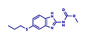 Albendazole anthelmintic drug molecule, illustration