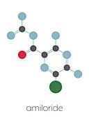 Amiloride diuretic drug molecule, illustration