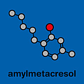 Amylmetacresol antiseptic drug molecule, illustration