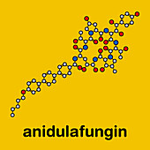 Anidulafungin antifungal drug molecule, illustration