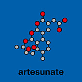 Artesunate malaria drug molecule, illustration