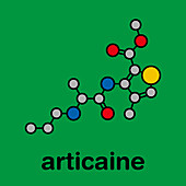 Articaine local anaesthetic drug molecule, illustration