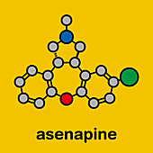 Asenapine antipsychotic drug molecule, illustration