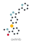 Axitinib cancer drug molecule, illustration