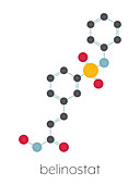 Belinostat cancer drug molecule, illustration