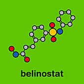 Belinostat cancer drug molecule, illustration