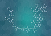 Bivalirudin anticoagulant drug molecule, illustration