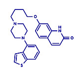 Brexpiprazole antipsychotic drug molecule, illustration