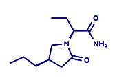 Brivaracetam anticonvulsant drug molecule, illustration