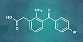 Bromfenac NSAID eye drop drug molecule, illustration