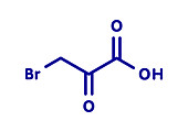 Bromopyruvic acid cancer drug molecule, illustration