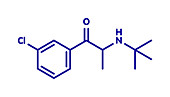 Bupropion antidepressant drug molecule, illustration