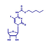 Capecitabine cancer drug molecule, illustration