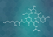 Capreomycin antibiotic drug molecule, illustration