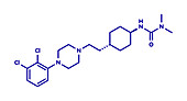 Cariprazine antipsychotic drug molecule, illustration