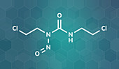 Carmustine cancer drug molecule, illustration