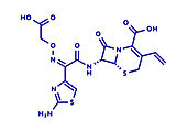 Cefixime antibiotic drug molecule, illustration