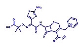 Ceftazidime cephalosporin antibiotic drug molecule