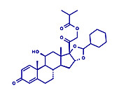 Ciclesonide glucocorticoid drug molecule, illustration