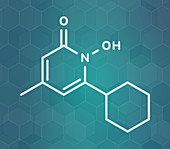 Ciclopirox antifungal drug molecule, illustration