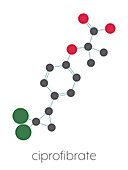 Ciprofibrate hyperlipidemia drug molecule, illustration