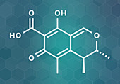 Citrinin mycotoxin molecule, illustration