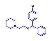 Cloperastine cough suppressant drug molecule, illustration