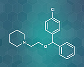Cloperastine cough suppressant drug molecule, illustration
