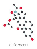 Deflazacort glucocorticoid drug molecule, illustration