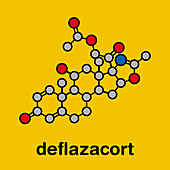 Deflazacort glucocorticoid drug molecule, illustration