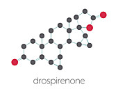 Drospirenone contraceptive drug molecule, illustration