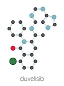 Duvelisib cancer drug molecule, illustration