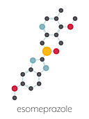 Esomeprazole peptic ulcer drug molecule, illustration