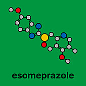 Esomeprazole peptic ulcer drug molecule, illustration