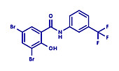 Fluorosalan antiseptic molecule, illustration