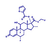 Fluticasone furoate corticosteroid drug molecule