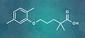 Gemfibrozil hyperlipidemia drug molecule, illustration
