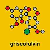 Griseofulvin antimycotic drug molecule, illustration