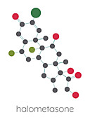 Halometasone corticosteroid drug molecule, illustration