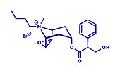 Butylscopolamine drug molecule, illustration