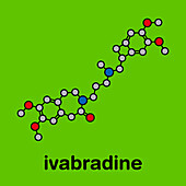 Ivabradine angina pectoris drug molecule, illustration