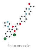 Ketoconazole antifungal drug molecule, illustration