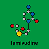 Lamivudine antiviral drug molecule, illustration
